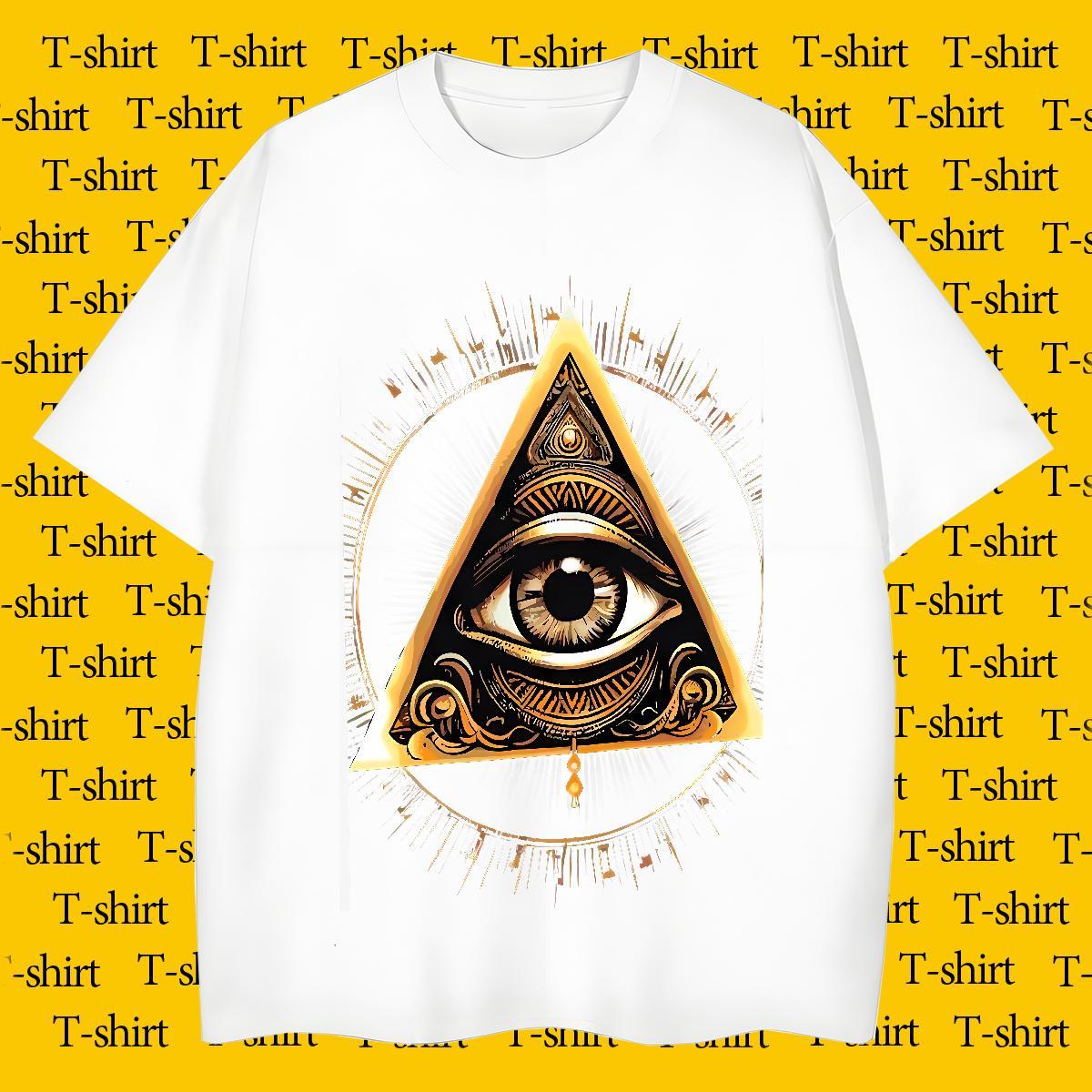 Free Shipping T shirt 230g Pure Cotton eye of the devil Street Wear Custom Printed Breathable Crew Neck Tshirt for Man Woman Fashion New Tops Tees
