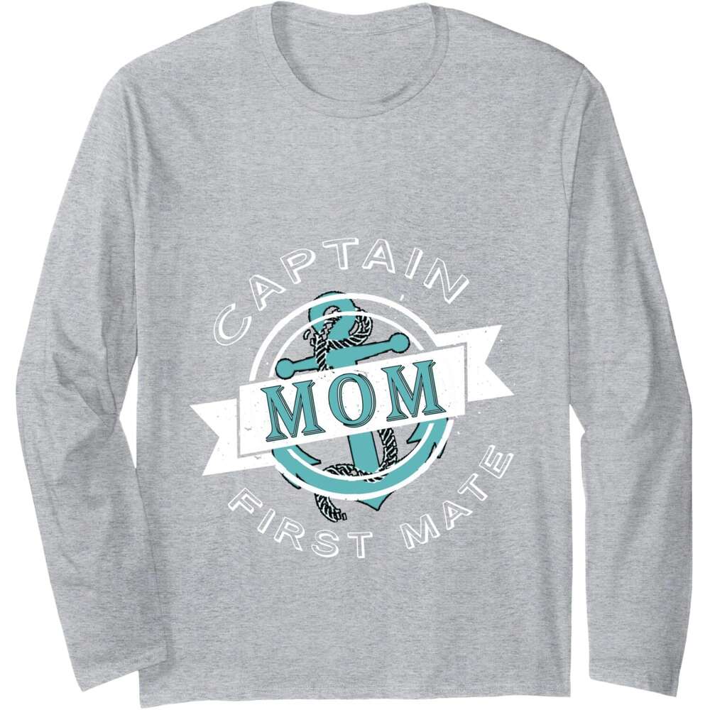Long Sleeve Shirts for Men sweatshirt Captain Mom First Mate Funny Boat Ship Sailor Gift Long Sleeve Tee Streetwear Casual tops clothes
