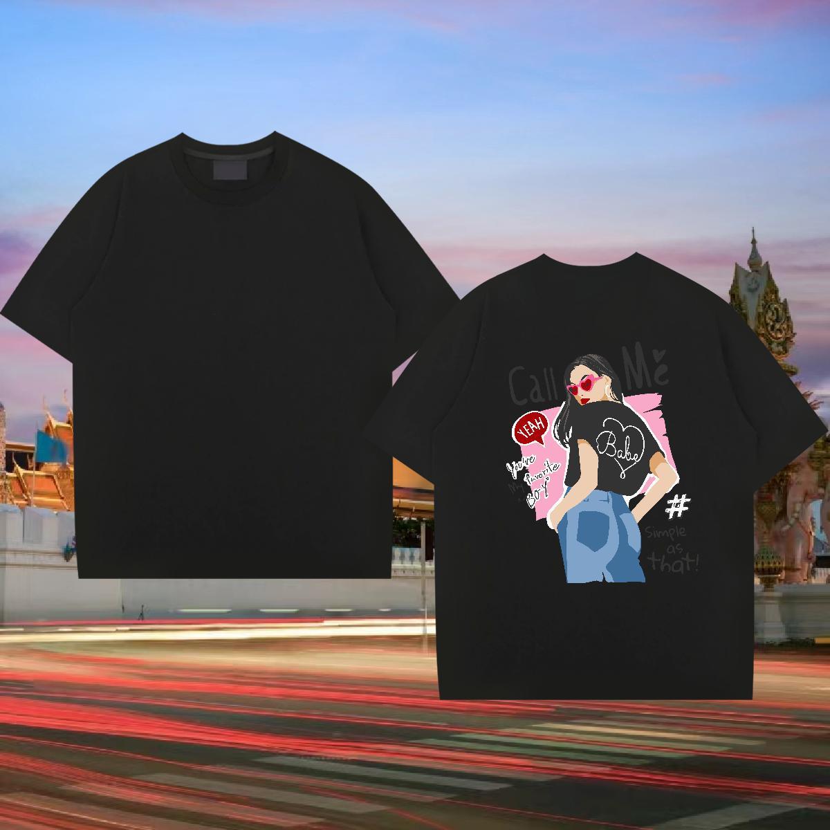 Classic T-Shirts for Men 230g 100% Cotton person Daily Wear Floral Print Breathable Crew Neck Men Clothes T-Shirt Fashion Polos