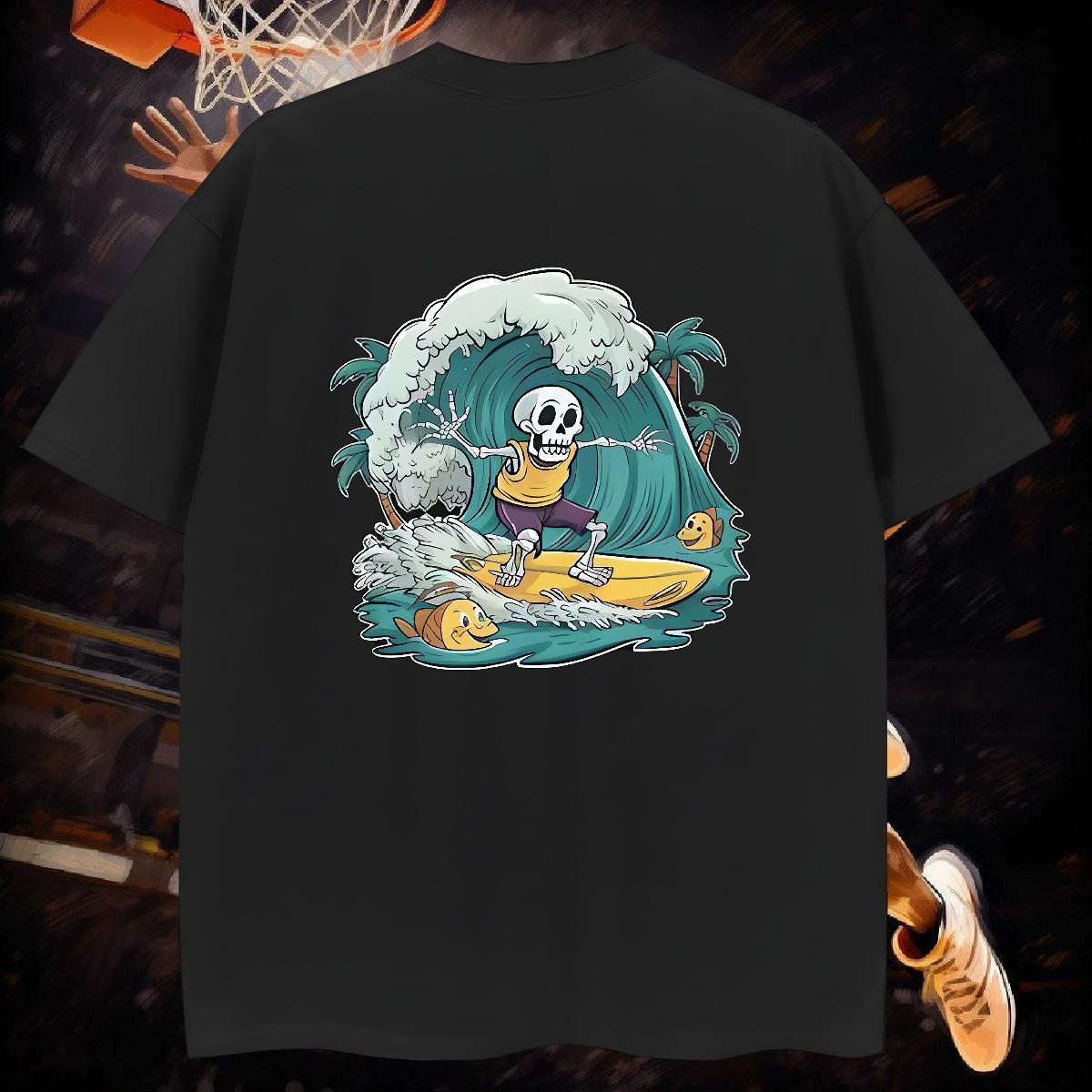 Classic T Shirt For Man 230g 100% Cotton skull Spring Summer Anime Round Neck Short Sleeve Men Clothes T-Shirt Casual New Tee Shirt