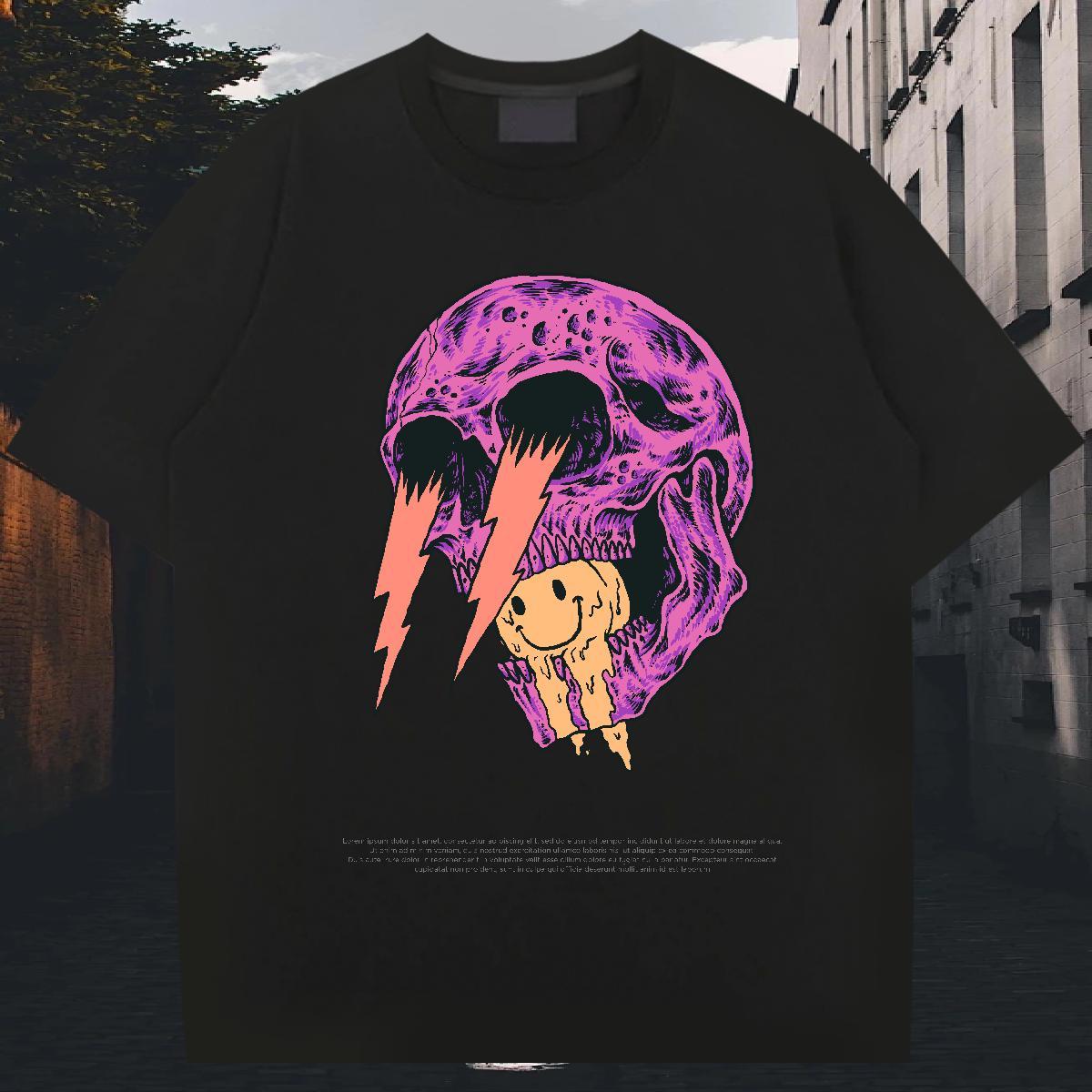 Loose Man T Shirts 230g 100% Cotton skull Hip Hop Skull Breathable Short Sleeve Mens Tshirts New Designer Polos