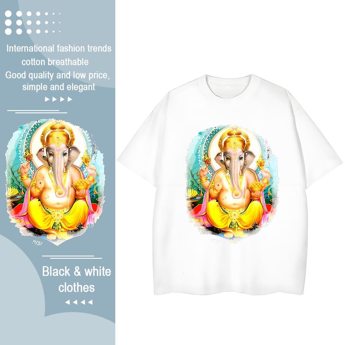 Cool Men T Shirts 230g Cotton elephant Street wear Hip Hop DIY Logo Oversized Crew Neck Breathable Men Clothes T-Shirt 2024 New Tops Tees