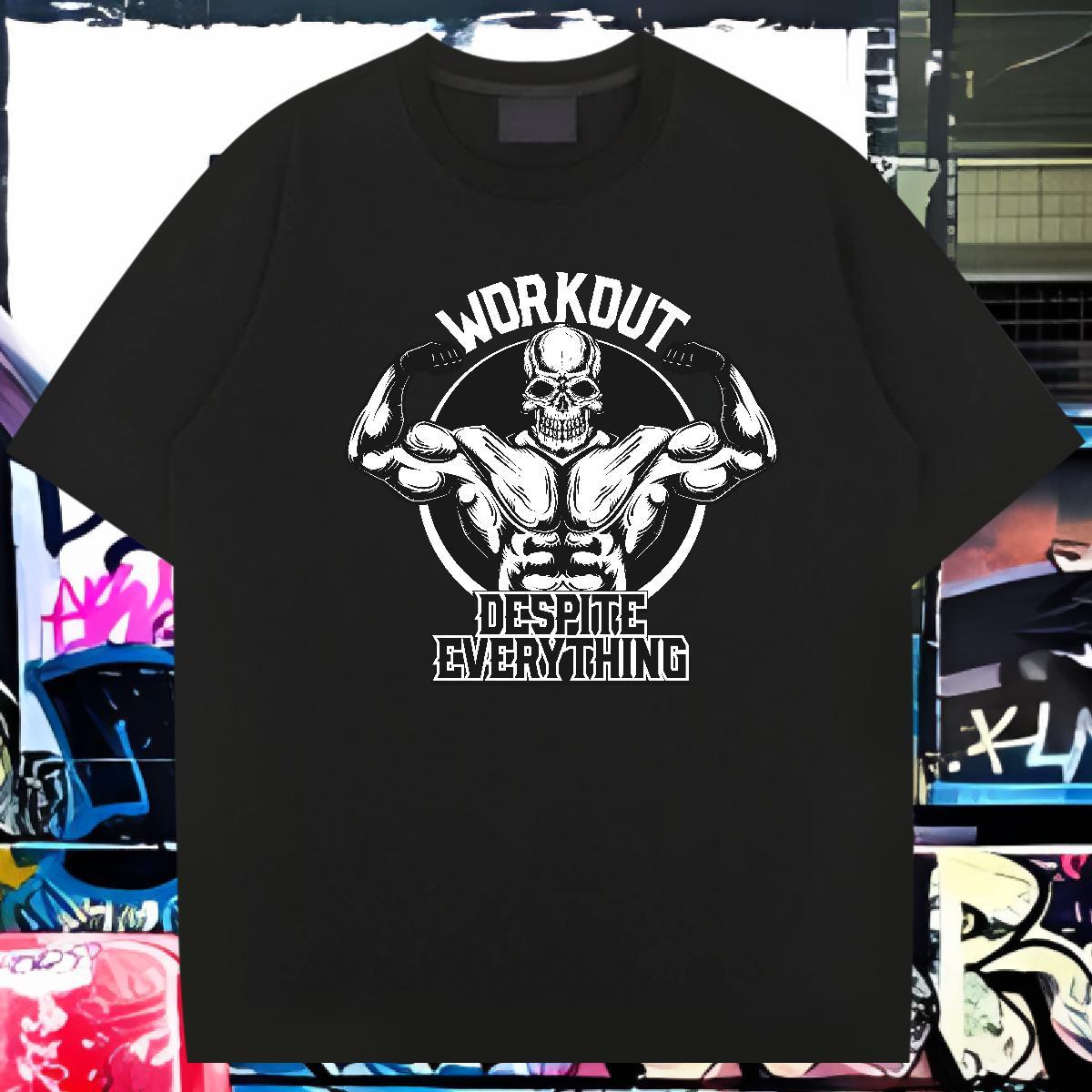 Popular Man T Shirts 230g Pure Cotton skull Street Casual Floral Print Crew Neck Breathable Men Tshirts DIY Polos