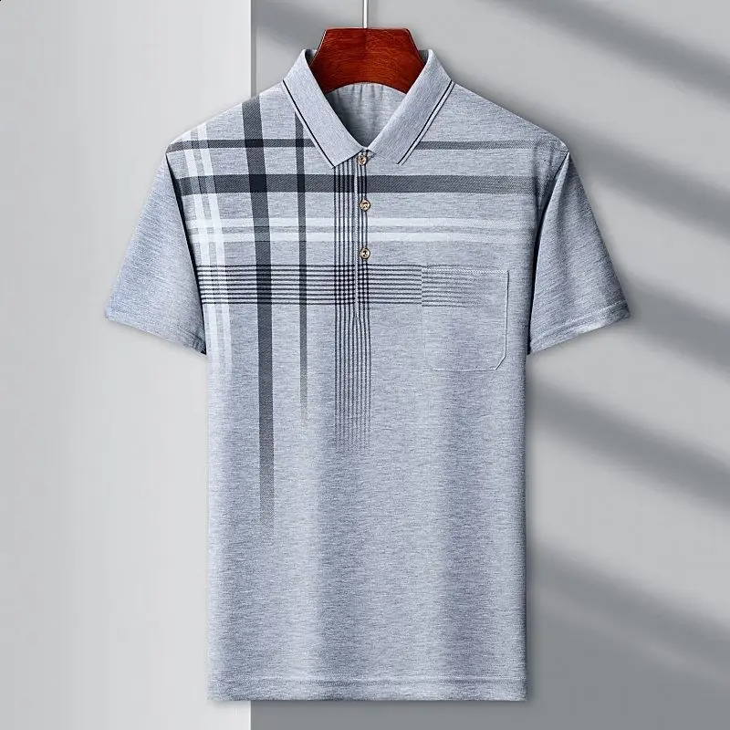 Casual Trend Men Polo-Neck Contrast Color Shirt Summer Male Clothes Fashion Business Office Short Sleeve Pure Cotton Tops 240824