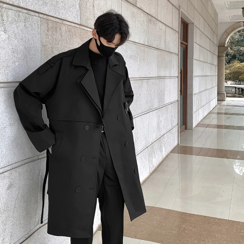 Mens Trench Mid Length Casual Coats Rugged and Handsome High Grade Feeling Coat Long Jackets for Men 240826