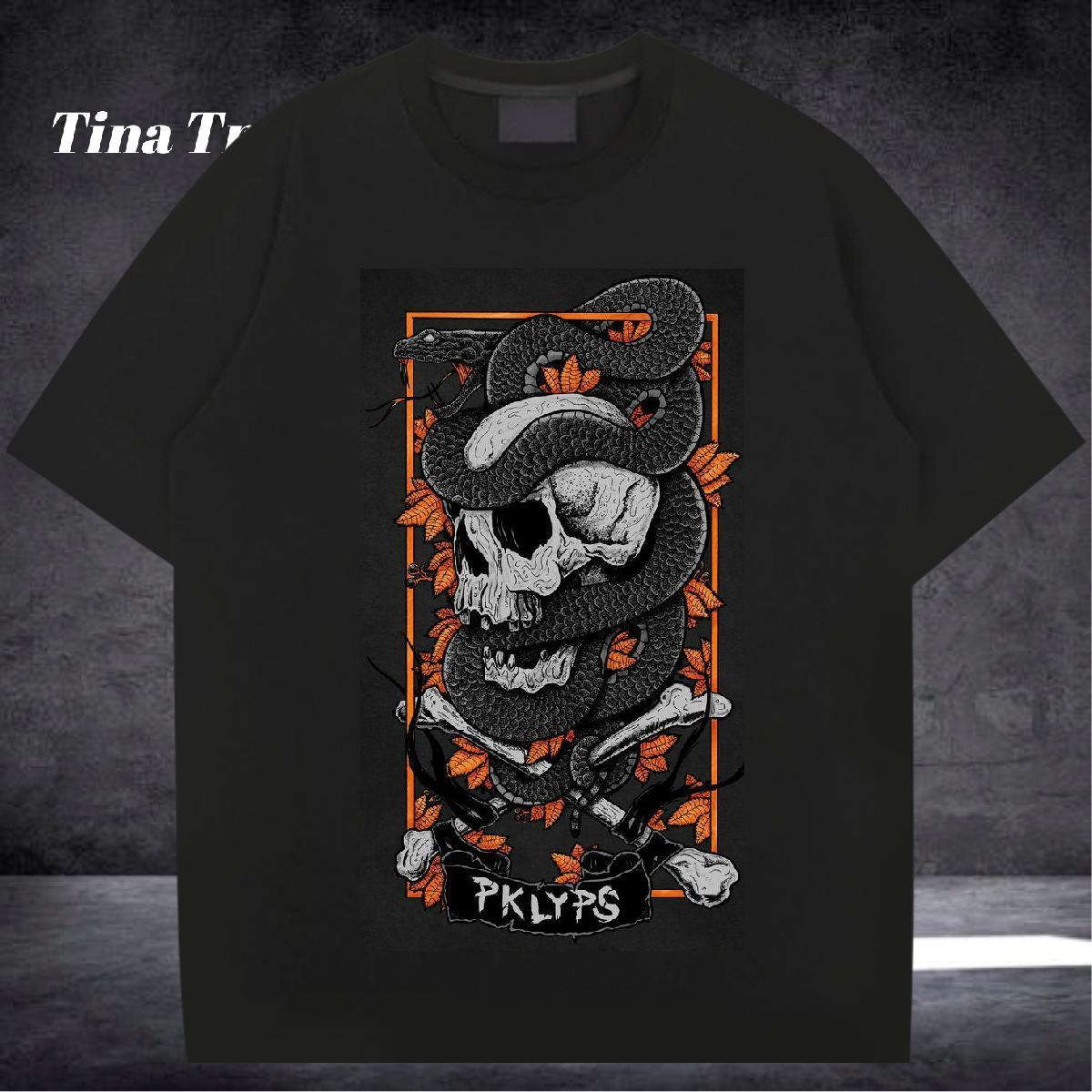 Loose T Shirts Men 100% Cotton 230g skull Sports Casual Black White Breathable Short Sleeve Men Tshirts New Arrival Tops