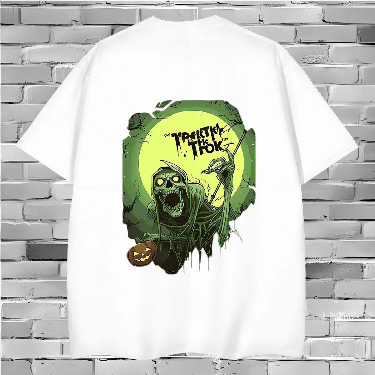 Loose Men T Shirts 230g 100% Cotton skull Home Outdoor Oversized Breathable Short Sleeve Men Tops Tees Fashion New Wear