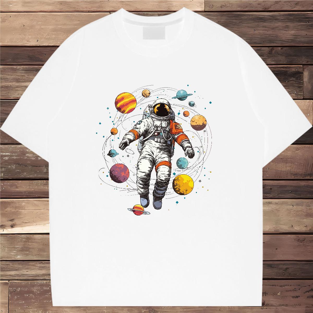 Designer Couples T Shirts 230g Pure Cotton cosmonaut Casual T Shirt For Woman Comfortable Custom Print Plus Size Clothes