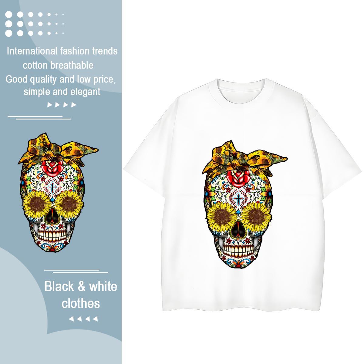 Brand T Shirt For Man 230g 100% Cotton skull Street Wear Custom Anime Short Sleeve Soft Men Tees Customized Tops Tees