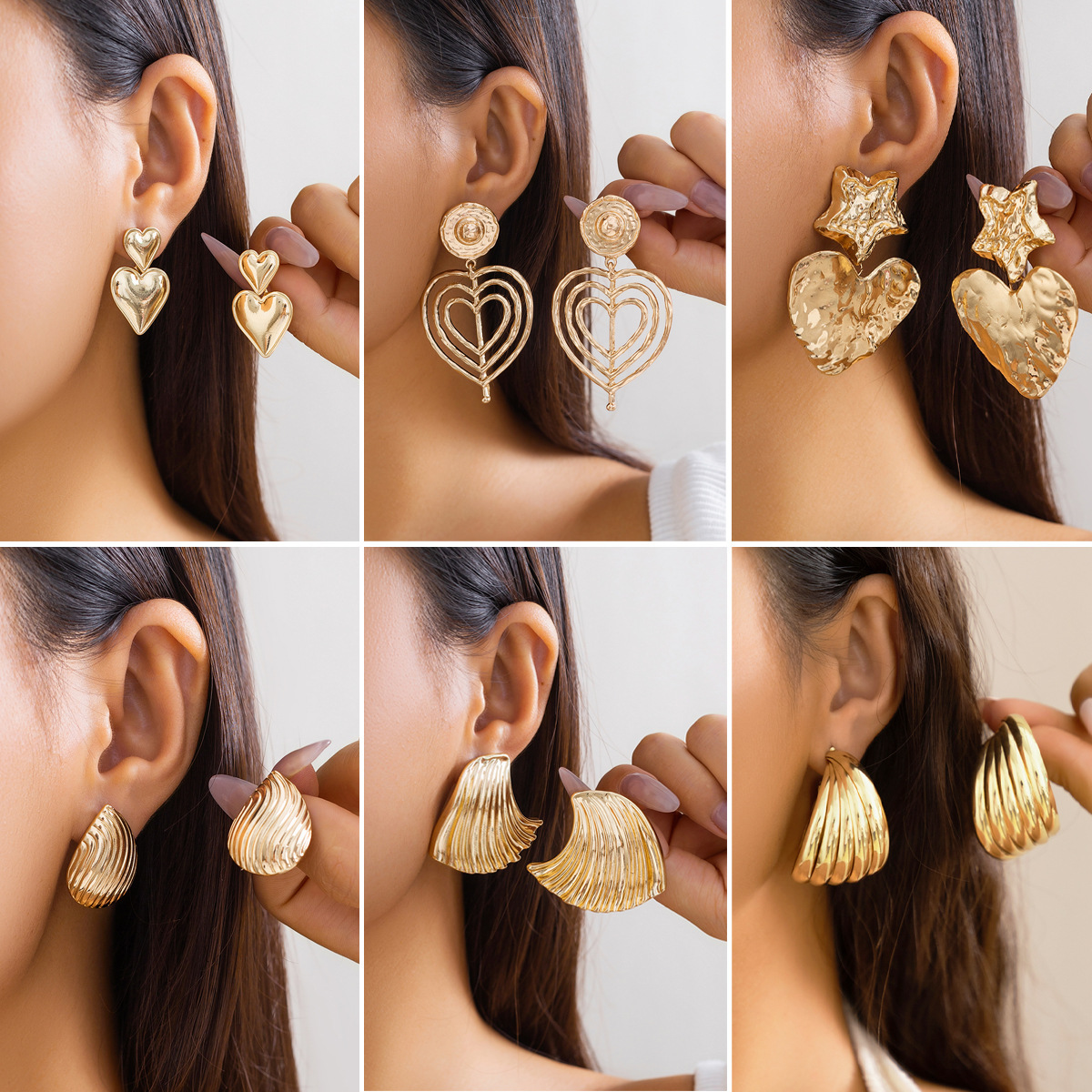 Jewelry metal shell ocean style niche versatile cold and indifferent stripe earrings for women