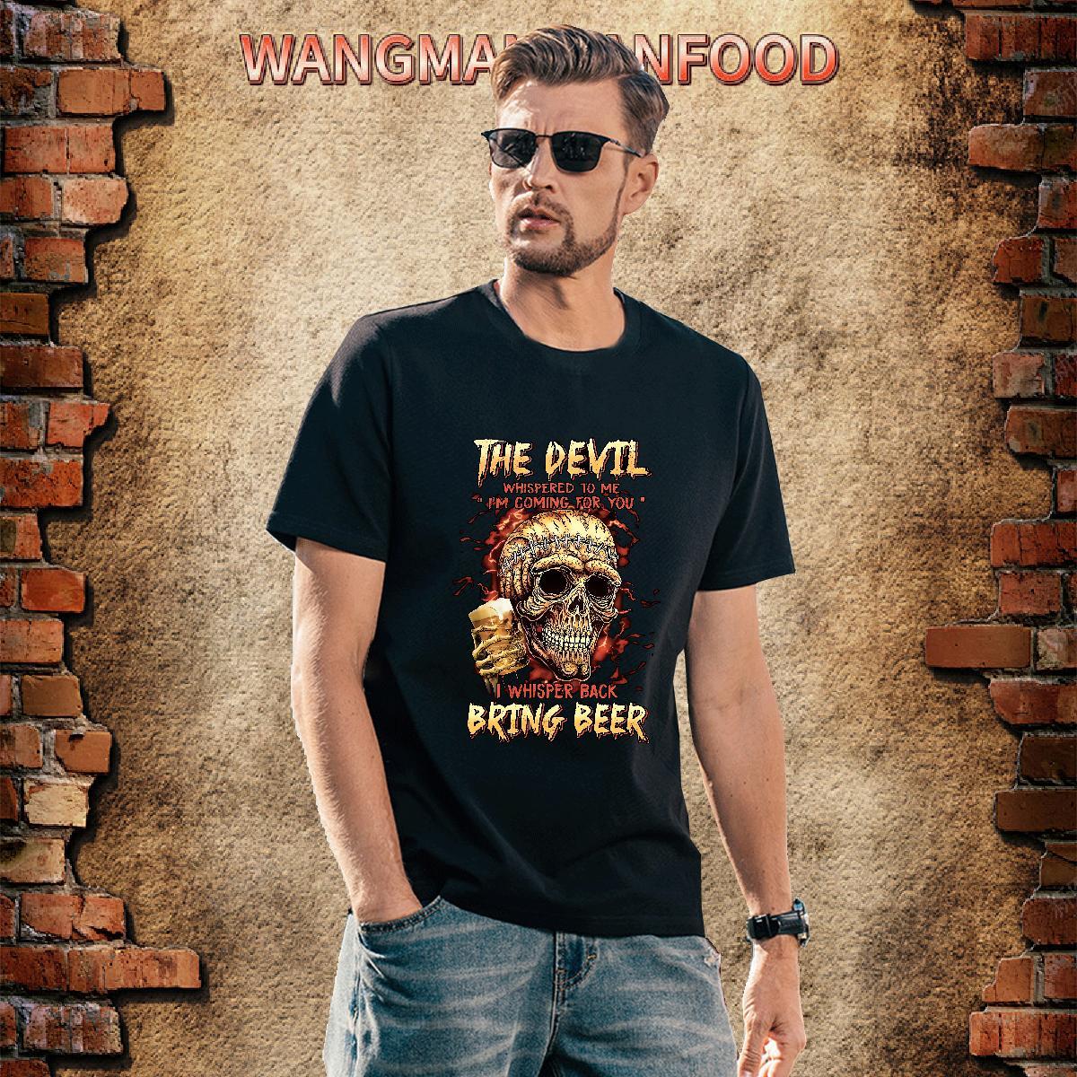 Wholesale Mens T Shirts 230g Cotton skull Beach Black Oversized Short Sleeve O-Neck Tshirt for Man Woman DIY Customized Clothes