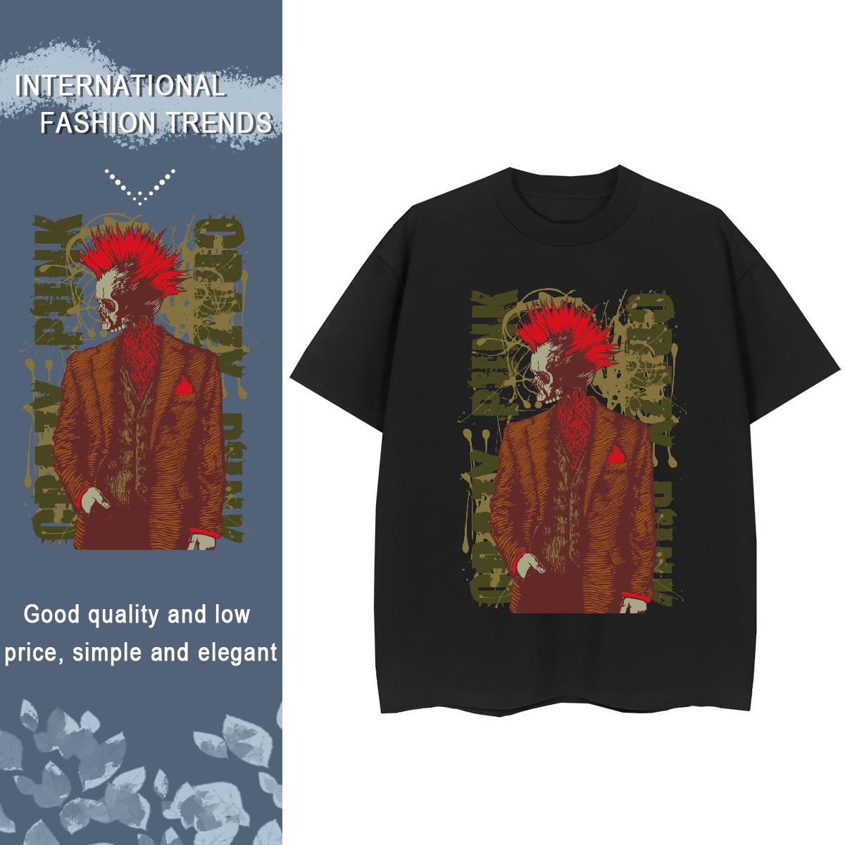 Cool Design T Shirts Men 230g Cotton skull Casual Beach Skull Pure Cotton Men Tshirts Fashion Designer Tops Shirt