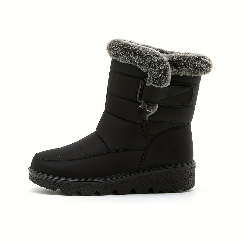 Cozy Faux Fur ed Winter Women Warm, Plush, and Furry Platform Ankle Boots Long Cotton Shoes Slip-On Design Comfortable Footwear Cold Weather for Snow