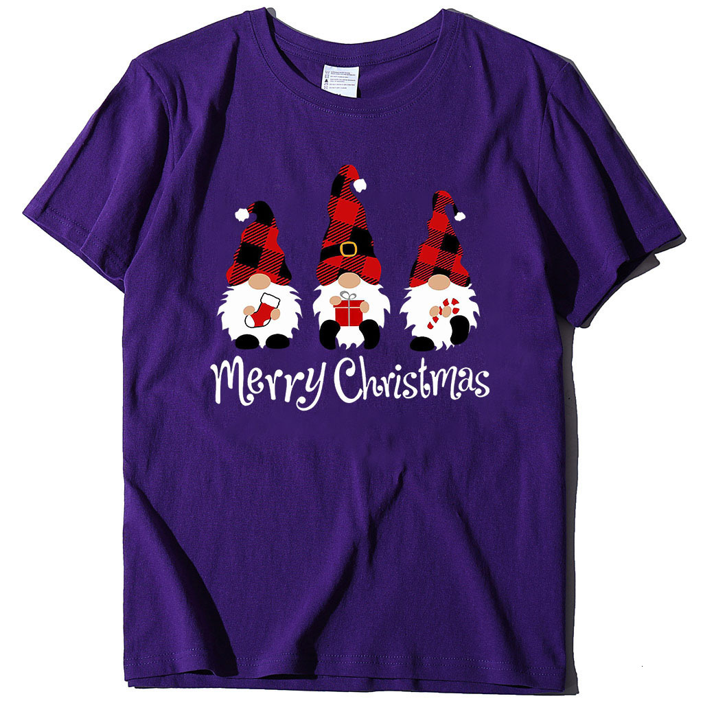 Christmas T-shirt, dwarf figure printed short sleeved women's top, loose fit dongdumaoyi