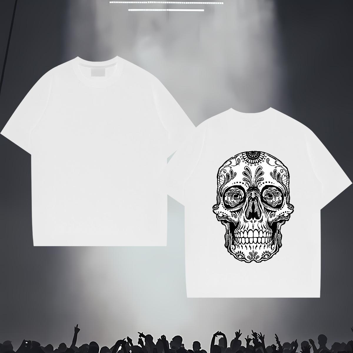 TOP Quality T Shirts Men 230g Pure Cotton skull Hip Hop DIY Logo Oversized Breathable Tshirt for Man Woman New Designer Tops Tees