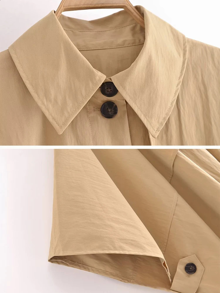Korean style Womens Single breasted poncho for women Khaki Spring autumn clock Vintage cape Short coat INKEO 3O148 240824