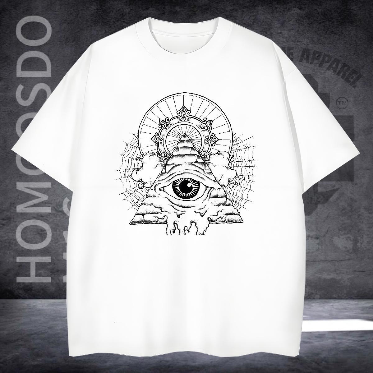 Cool Design T-Shirts for Men 230g 100% Cotton eye of the devil Street Wear Customized O-Neck Short Sleeve Men Tees Classic Casual Clothings