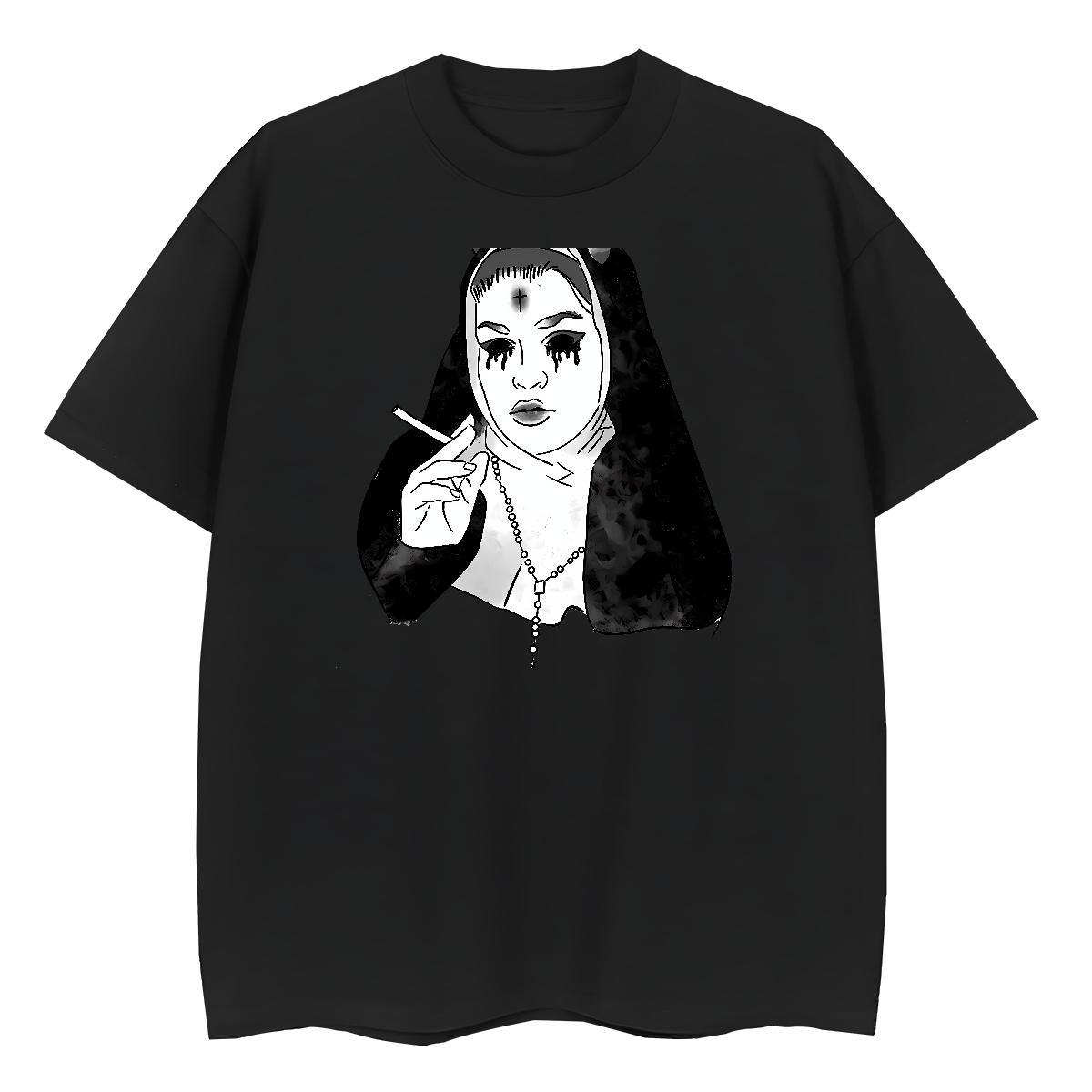 High quality Couples T Shirts 230g Cotton nun Daily Wear T-Shirts for Women Comfortable Black Oversized Clothes
