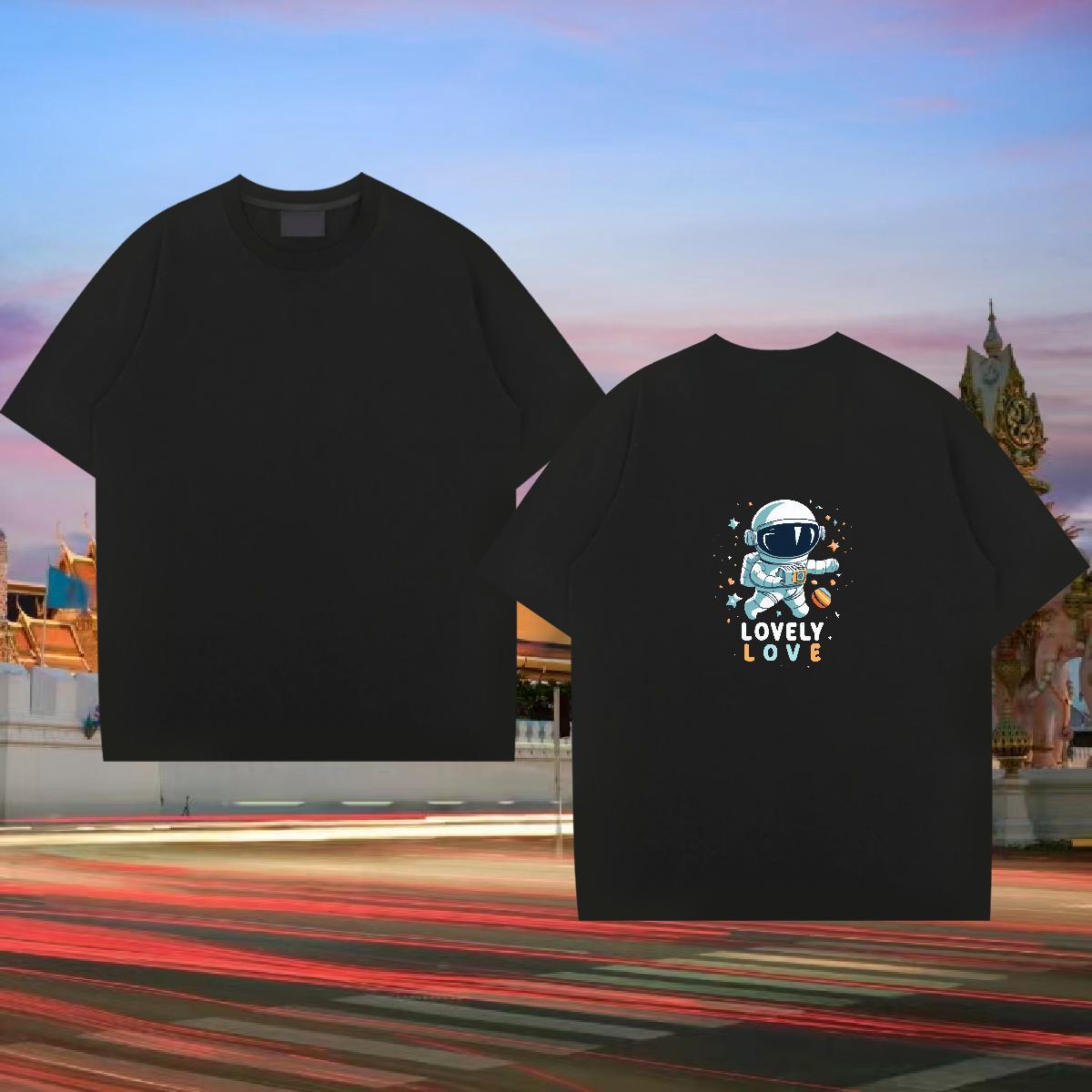 Loose Fit T Shirt For Man 100% Cotton 230g spaceman Home Outdoor Asian Size Round Neck Short Sleeve Mens Tshirts Classic Tops Tees