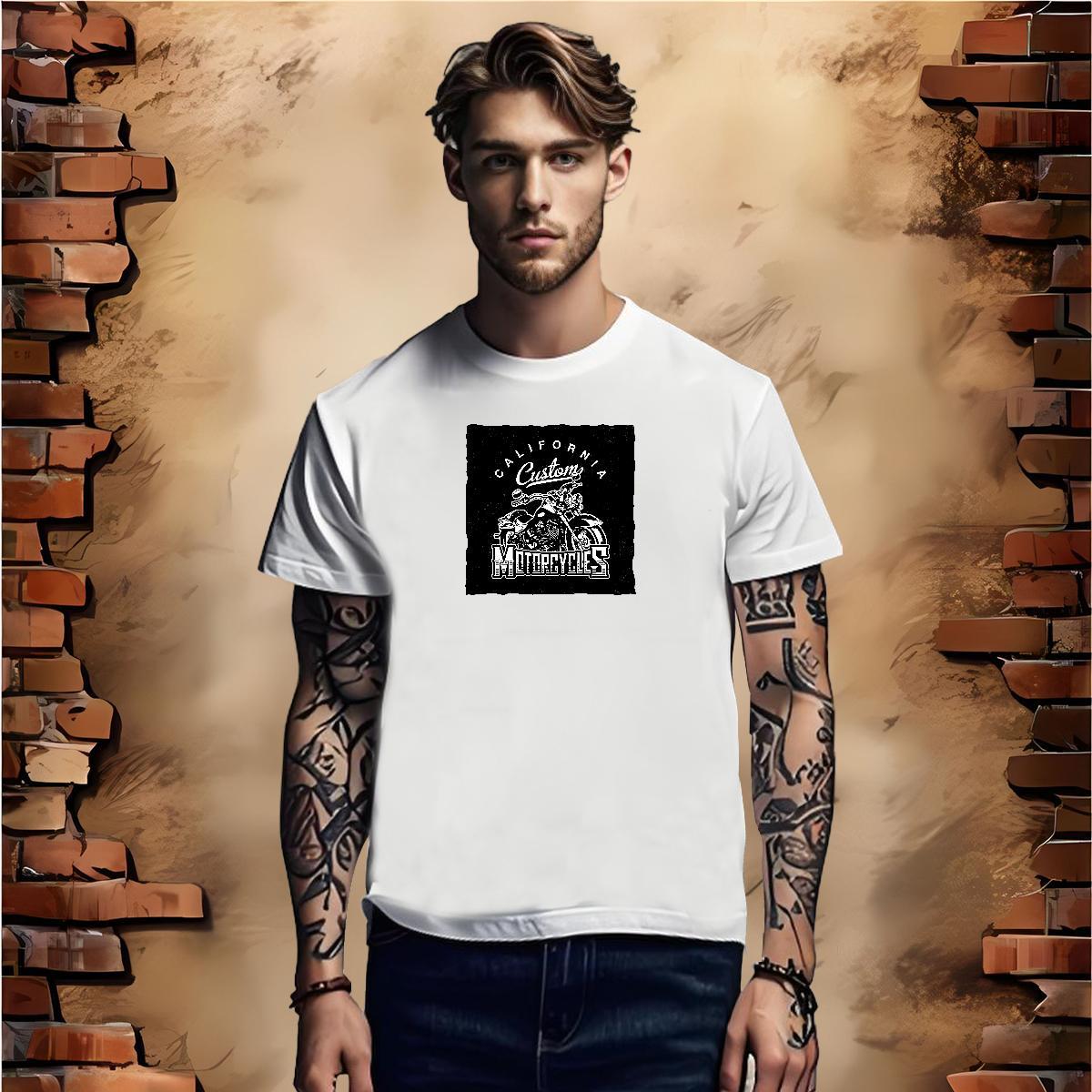 Unisex Mens T Shirts 230g Pure Cotton Motorcycle Beach Custom Printed Crew Neck Men Tops Tees Fashion Design Tee Shirt