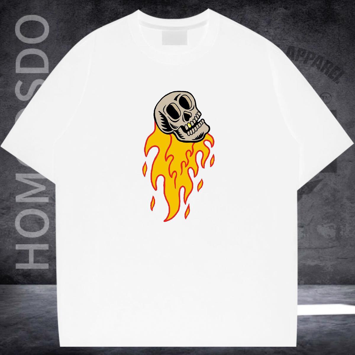 Cool Design Mens T Shirts 100% Cotton 230g skull Casual Beach DIY Printed Breathable Crew Neck Mens Tshirts Fashion Tees Shirts