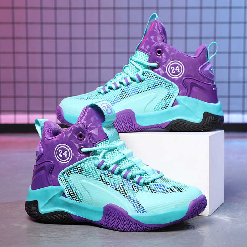 Athletic Outdoor 2024 New Spring Boys Sports and Leisure Childrens Shoes Trendy and Fashionable Basketball Shoes Middle and High School Students Sneak