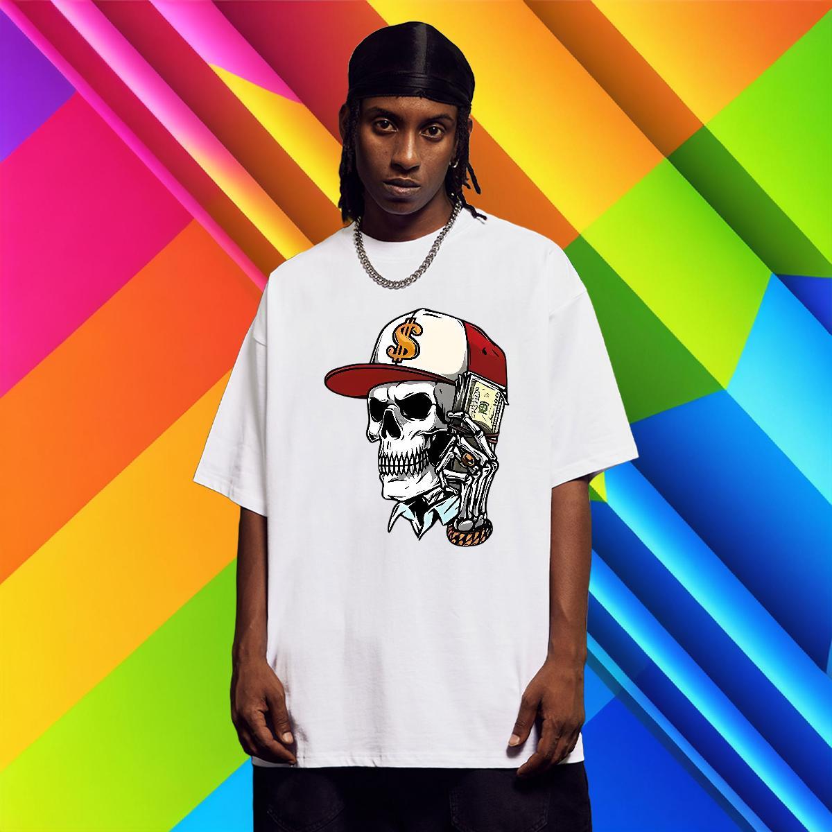 High Quality T-Shirts for Men 100% Cotton 230g dollar Daily Wear Anime Print Breathable Short Sleeve Men Tshirts Brand Tee Shirt