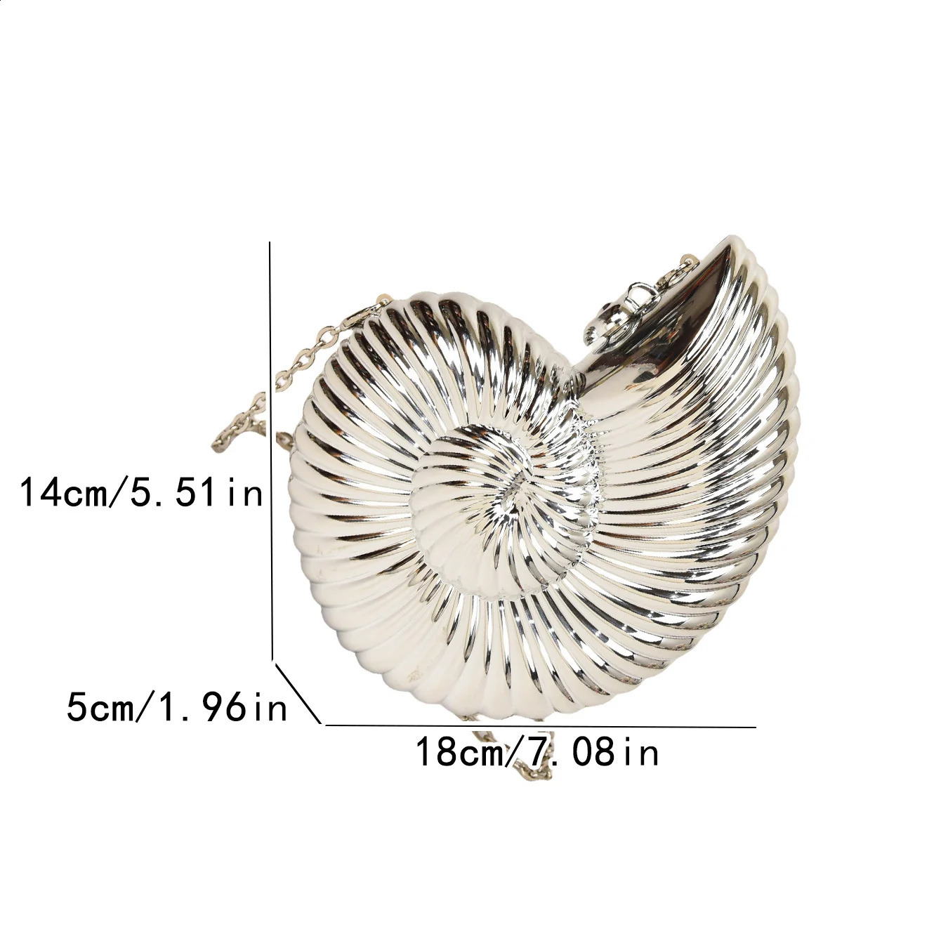 Chic Conch Crossbody Bag High Quality PVC Champagne Handbag Summer Lipstick Bag Silver Shell Shoulder Purse 240826