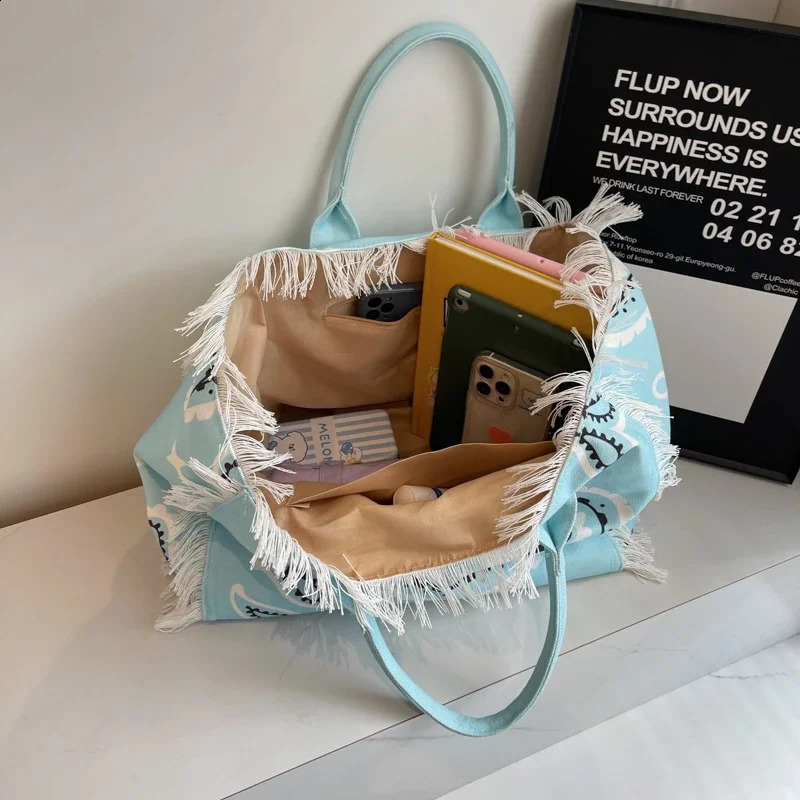 Large Capacity Tote Women Handbags Beach Bag Canvas Shoulder Bag Fashion Shopper Purses Travel Bag Sac A Main 240826
