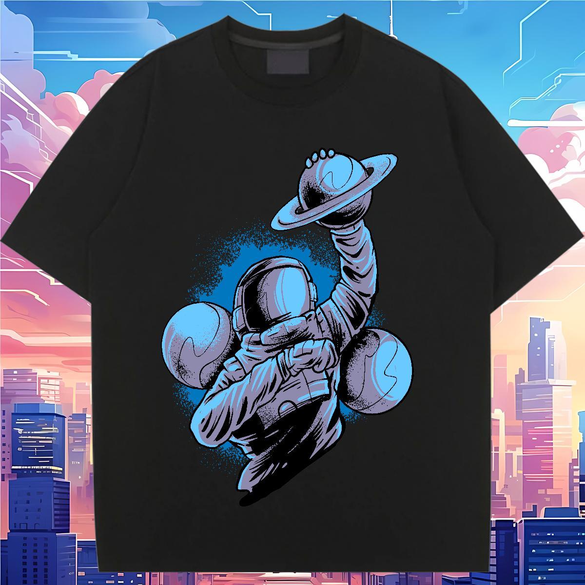 Lady Tshirt for Man Woman 230g 100% Cotton cosmonaut Spring Summer Womens T Shirts Breathable Skull Tops