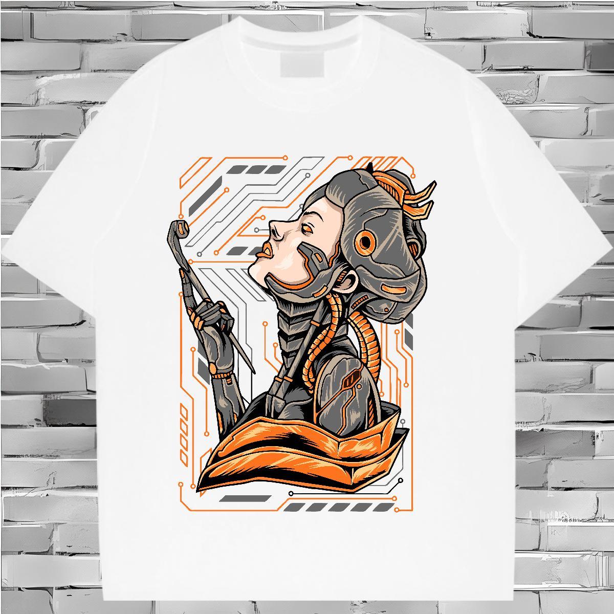 Popular Couples T Shirts 230g Cotton scare Street Wear T Shirt For Woman Breathable Crew Neck Cartoon Printing L-4XL Tees Shirts