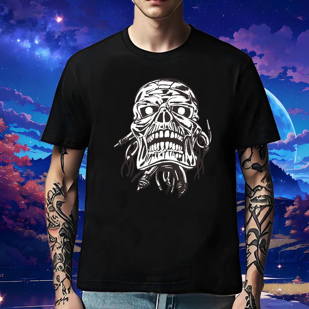Unisex T Shirt For Man 230g 100% Cotton skull Sport DIY Breathable Crew Neck Tshirts Customized Tee Shirt