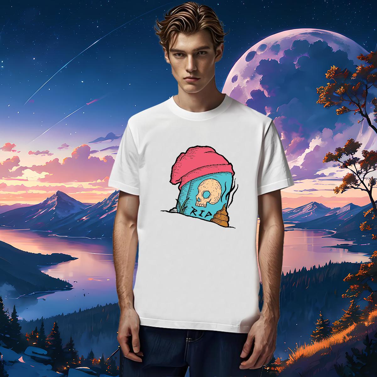 Loose Mens T Shirts 100% Cotton 230g skull Hip Hop Street DIY Breathable Crew Neck Men Clothes T-Shirt Designer Fashion Clothings