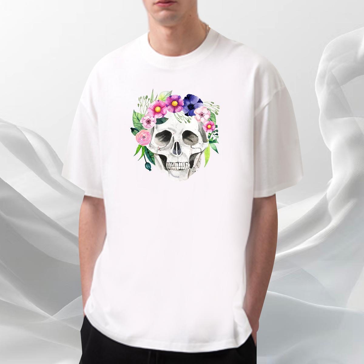 Classic T Shirt For Man 230g Pure Cotton flower Outdoor Black Oversized Round Neck Short Sleeve Couples T Shirts Stylist Tees Shirts