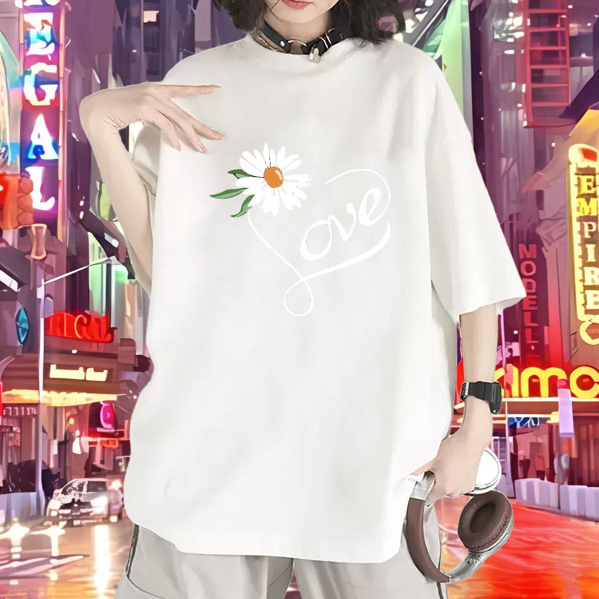 Female Tshirt for Man Woman 230g Pure Cotton letter Daily Outfit T-Shirts Breathable Graphic Tee Shirt