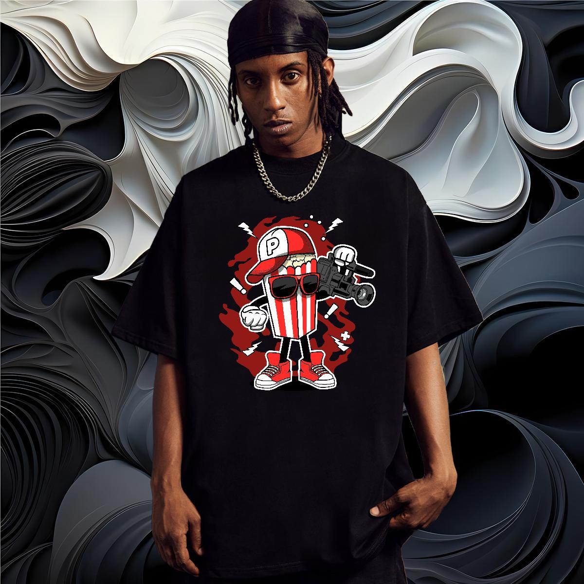 Designer Mens T Shirts 230g 100% Cotton popcorn Beach Custom Cartoon Short Sleeve O-Neck Men Clothes T-Shirt Fashion Design Tops Tees