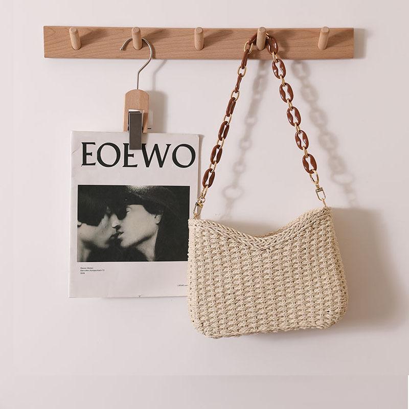Uniquely designed single shoulder armpit bag portable straw bag versatile and popular woven straw bag