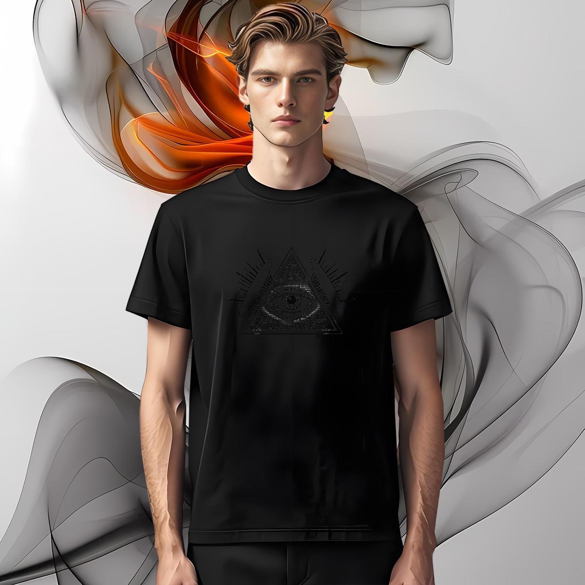 Loose Fit Mens T Shirts 230g 100% Cotton eye of the devil Hip Hop Street Custom Big Size Breathable Soft Tshirt for Man Woman 2024 Tops Tees