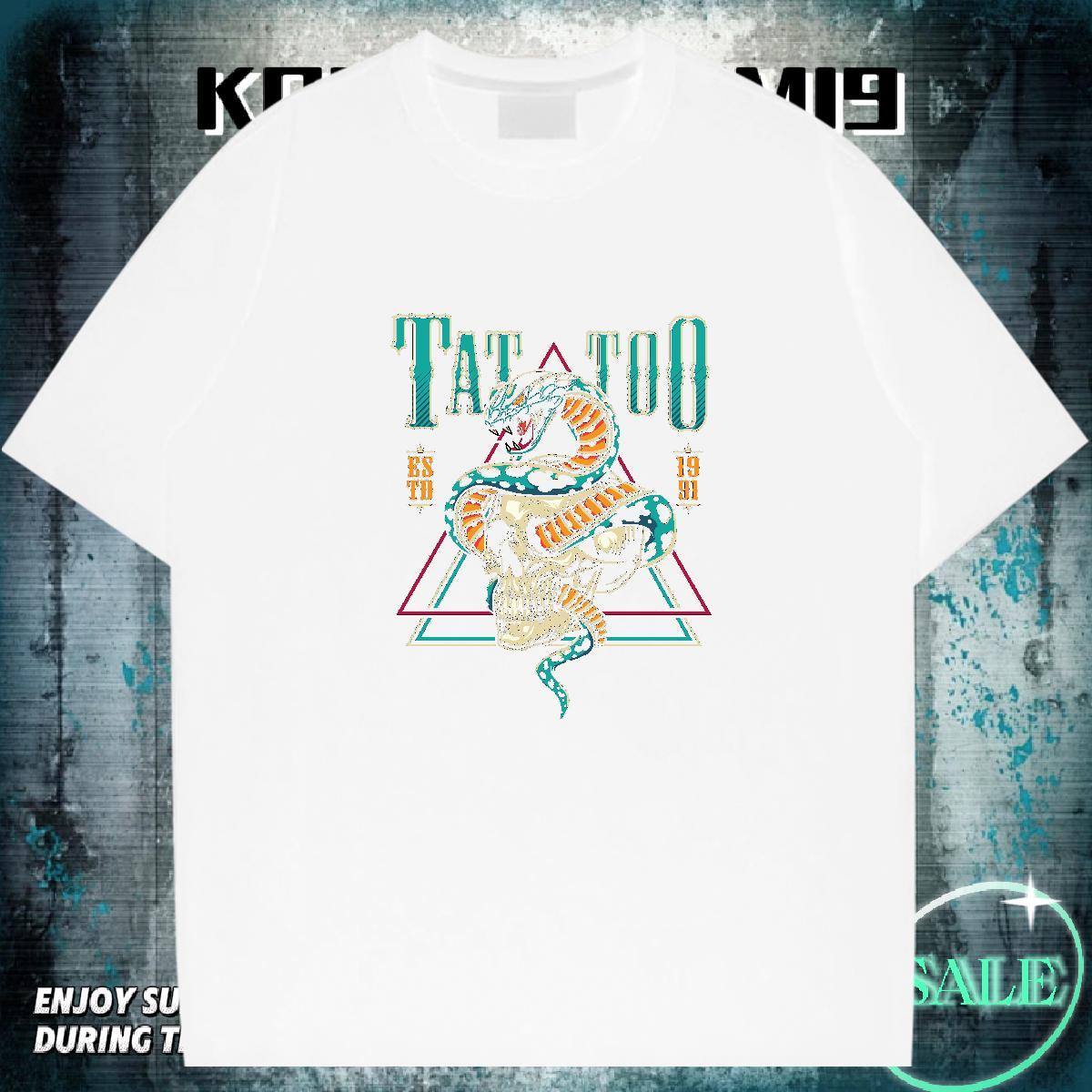 Wholesale T Shirt For Man 230g Cotton skull High Street Hip Hop Custom Printing Short Sleeve Soft Men Tees DIY Tops Tees