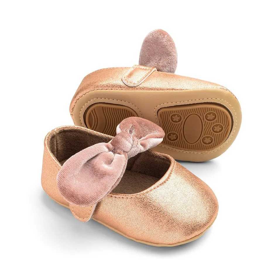 Girl Moccasins baby skate on princess bow knot baby shoes childrens anti slip spring autumn PU leather sports shoes newborn skate 0-12M M240827