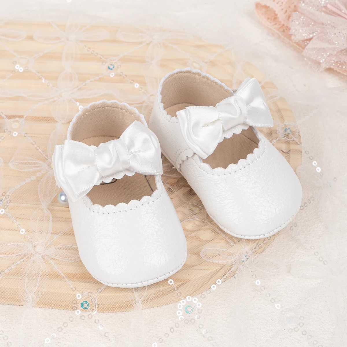 KIDSUN Classic Bow Baby Girl Preschool First Walking Shoes Anti slip Soft Cotton Bottom Preschool Shoes Princess Ballet Dance Shoes M240827