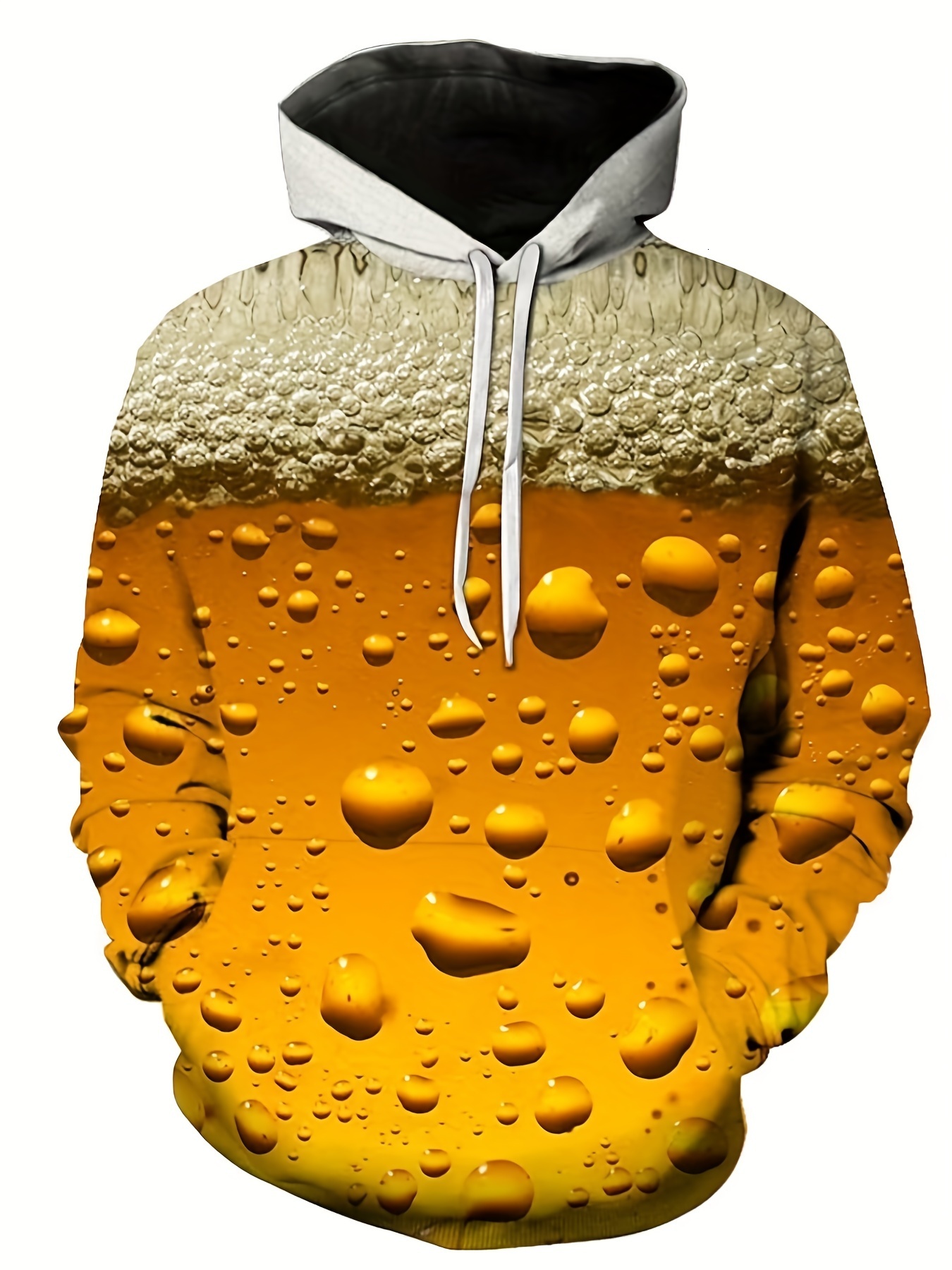 Plus Size Men's 3D Beer Print Hooded Sweatshirt Oversized Hoodies For Autumn/winter, Men's Clothing