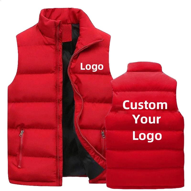 Customize your mens waistcoat outerwear thick collar solid color cotton vest duck down jacket sleeveless for 240827