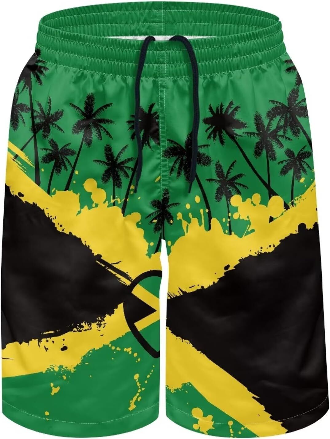 Beach Pants For Men 3D Printed Jamaican Lion Flag Quick Dry Board Trunks With Pockets Mesh Lining Swim