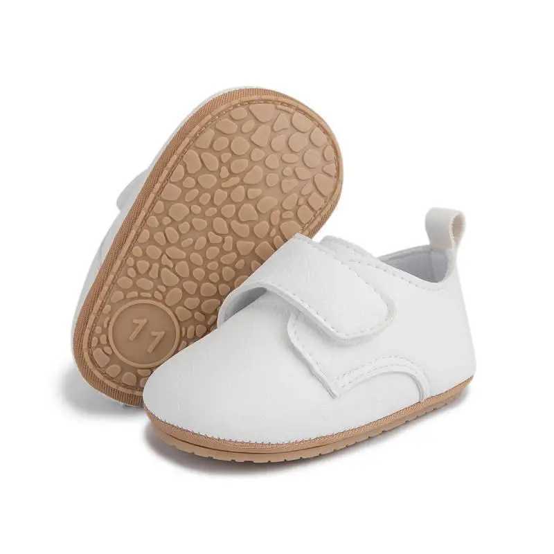 Kidsun baby shoes for girls and boys unisex PU leather rubber sole anti slip hook and loop baby toddler first walker fashionable Moccasins M240827