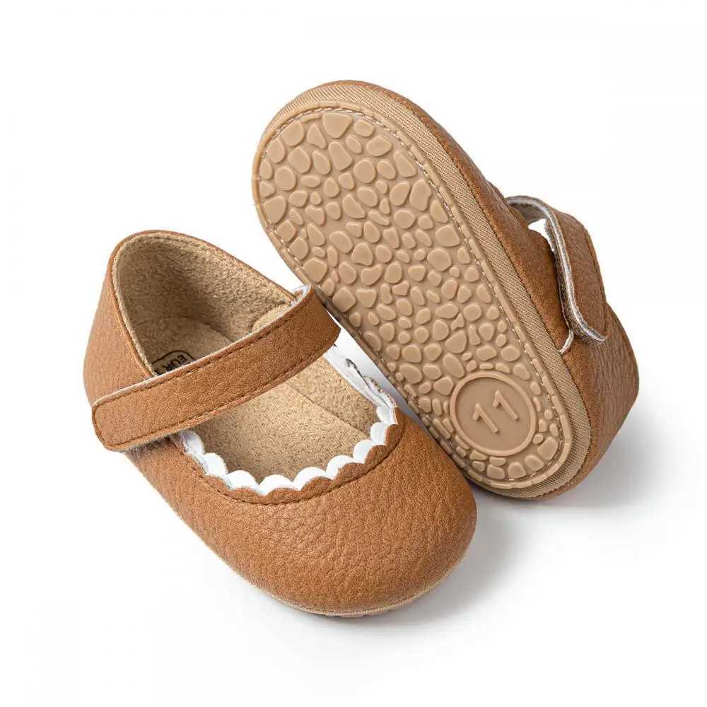 Baby shoes cute baby girls first walking rubber sole anti slip and breathable comfortable and soft baby solid color shoes 0-18M M240827