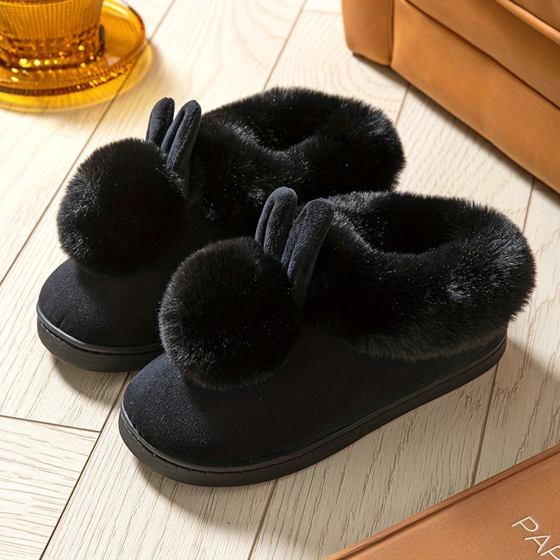 Cozy Plush Bunny Slipper Boots - Cute and Warm Winter Shoes, Easy-On-Off Design, for Women