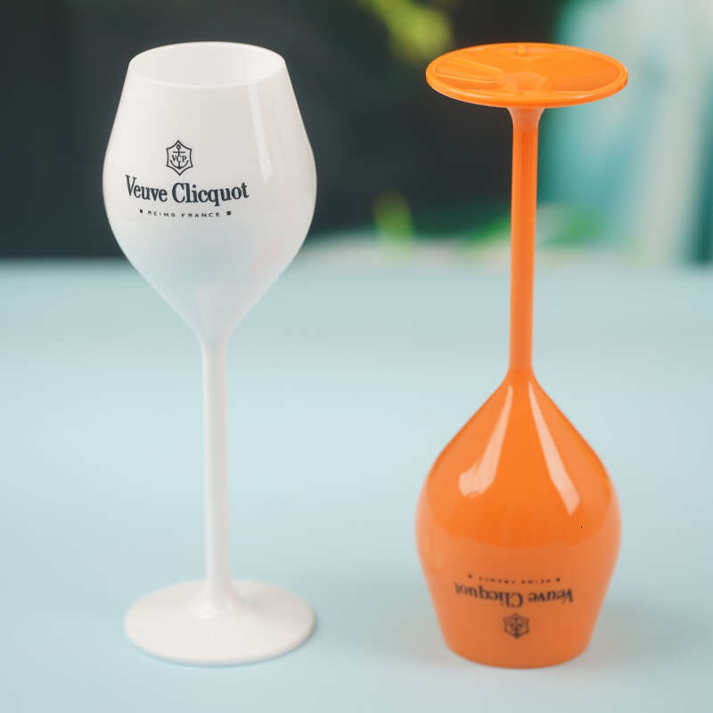 Veuve Clicquot Flutes Plastic Wine Glasses Dishwasher-Safe White Orange Acrylic Champagne Glass Beer Whiskey Party Cups