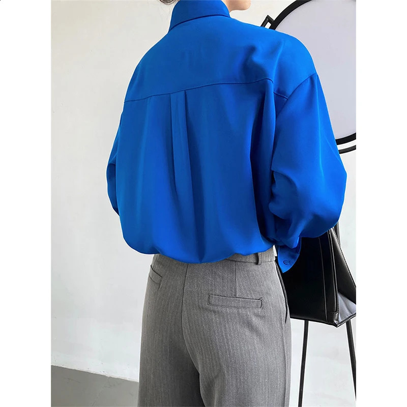 Spring and Autumn Office Womens Solid Long Sleeve Shirt Button Top Womens Shirt Simple Full Match Top Womens Blusa 240827