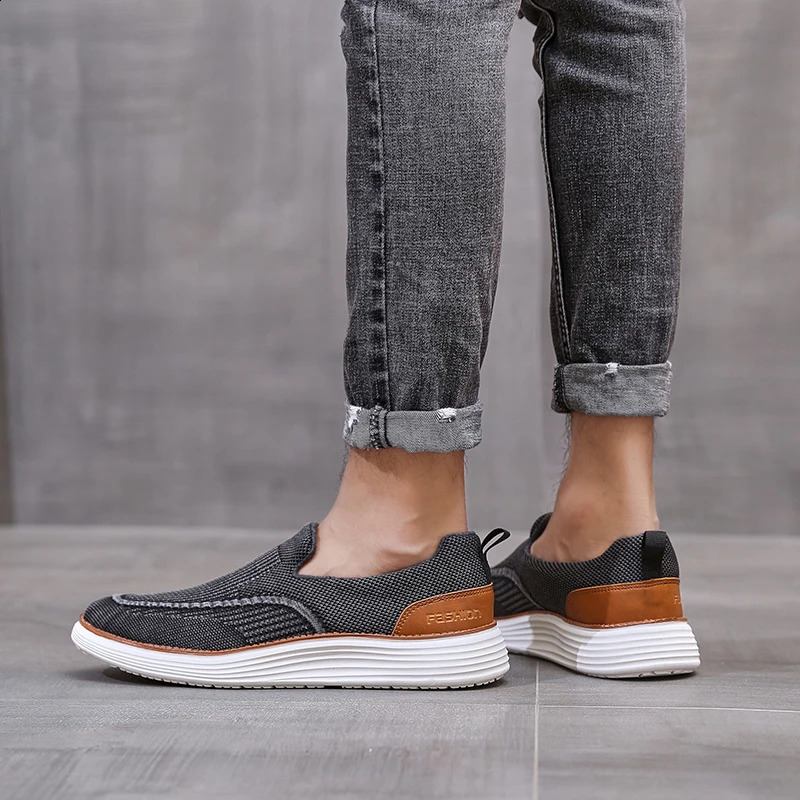 autumn mens mesh boat shoes breathable and fashionable casual shoes soft driving shoes lightweight and sliding large size 39-47 240827